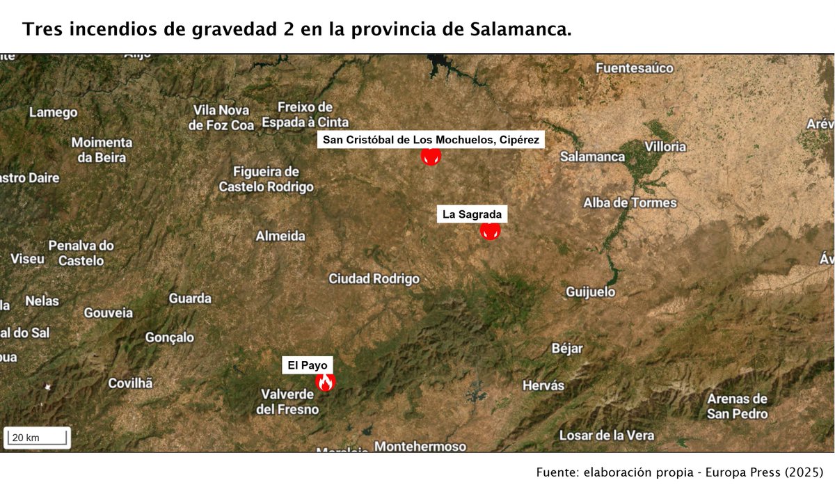 La provincia de #Salamanca enfrenta tres incendios de gravedad 2,  #IFElPayo, #IFLaSagrada e #IFCipérez

europapress.es/castilla-y-leo…