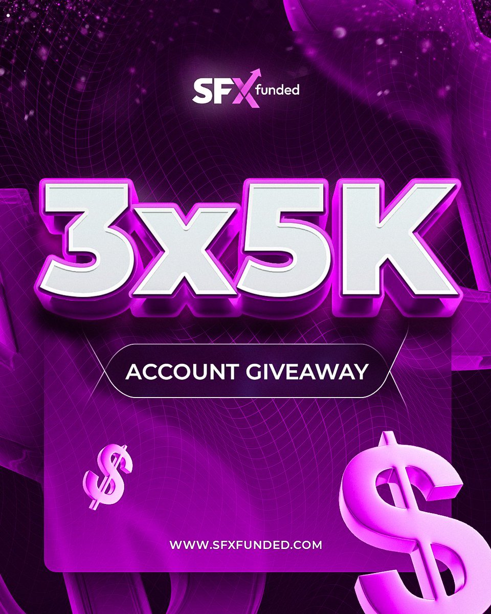 🔥 3× $5K Account Giveaway! 🔥

Win a funded account from SFX! 💰

Steps:
✅ Follow <a href="/Fxalphapro/">Fxalpha</a>, <a href="/fxdrogo/">FX Drogo</a>
✅ Like &amp; Repost
✅ Join Discord 👉 discord : discord.gg/bpjjGjGcFp
✅ Tag 3 friends
📢 Winners announced Sunday in Discord
#Trading #Forex #Giveaway