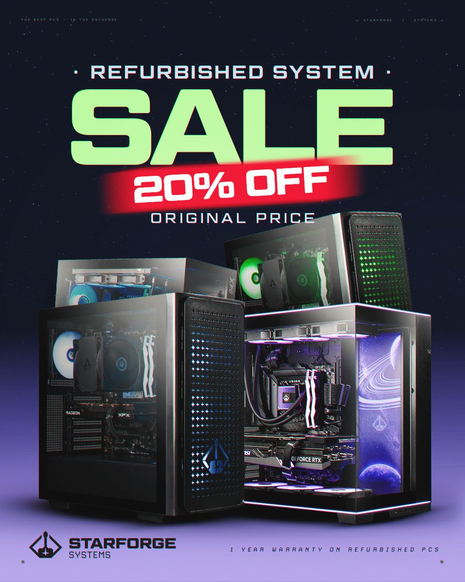 Starforge Systems (@starforgepcs) on Twitter photo Since everyone can't get enough of our refurb systems, we've added a few more! ✨
Like new PC quality, up to 20% off! 
🔨: starforgepc.com/RefurbTW Since everyone can't get enough of our refurb systems, we've added a few more! ✨
Like new PC quality, up to 20% off! 
🔨: starforgepc.com/RefurbTW