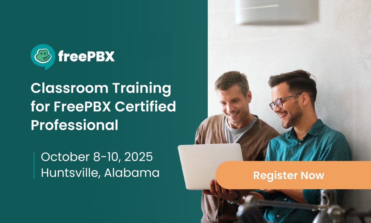 FreePBX's tweet image. You’re invited to join us in Huntsville, Alabama, October 8–10 for two days of hands-on training with FreePBX pros Michael White, Chris Maj, and Sergio Lobera. You’ll work through real-life setups, fix problems, and pick up skills you can use right away.

hubs.ly/Q03CZ1CD0