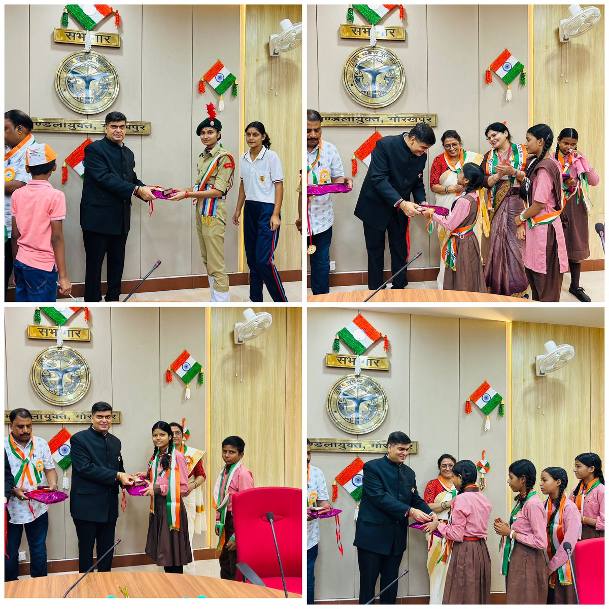 Commissioner Gorakhpur Division Gorakhpur (@commissionergkp) on Twitter photo 79वें स्वतंत्रता दिवस के अवसर पर मण्डलायुक्त अनिल ढिंगरा ने आयुक्त कार्यालय में अपने समस्त अधिकारियों/ कर्मचारियों के साथ ध्वजारोहण कर राष्ट्रीय एकता एवं अखंडता की शपथ दिलाई गई और स्कूली छात्र एवं छात्राओं को सम्मानित किया गया।<a href="/CMOfficeUP/">CM Office, GoUP</a> <a href="/ChiefSecyUP/">S.P. Goyal, Chief Secretary, GoUP</a> <a href="/UPGovt/">Government of UP</a> 79वें स्वतंत्रता दिवस के अवसर पर मण्डलायुक्त अनिल ढिंगरा ने आयुक्त कार्यालय में अपने समस्त अधिकारियों/ कर्मचारियों के साथ ध्वजारोहण कर राष्ट्रीय एकता एवं अखंडता की शपथ दिलाई गई और स्कूली छात्र एवं छात्राओं को सम्मानित किया गया।<a href="/CMOfficeUP/">CM Office, GoUP</a> <a href="/ChiefSecyUP/">S.P. Goyal, Chief Secretary, GoUP</a> <a href="/UPGovt/">Government of UP</a>