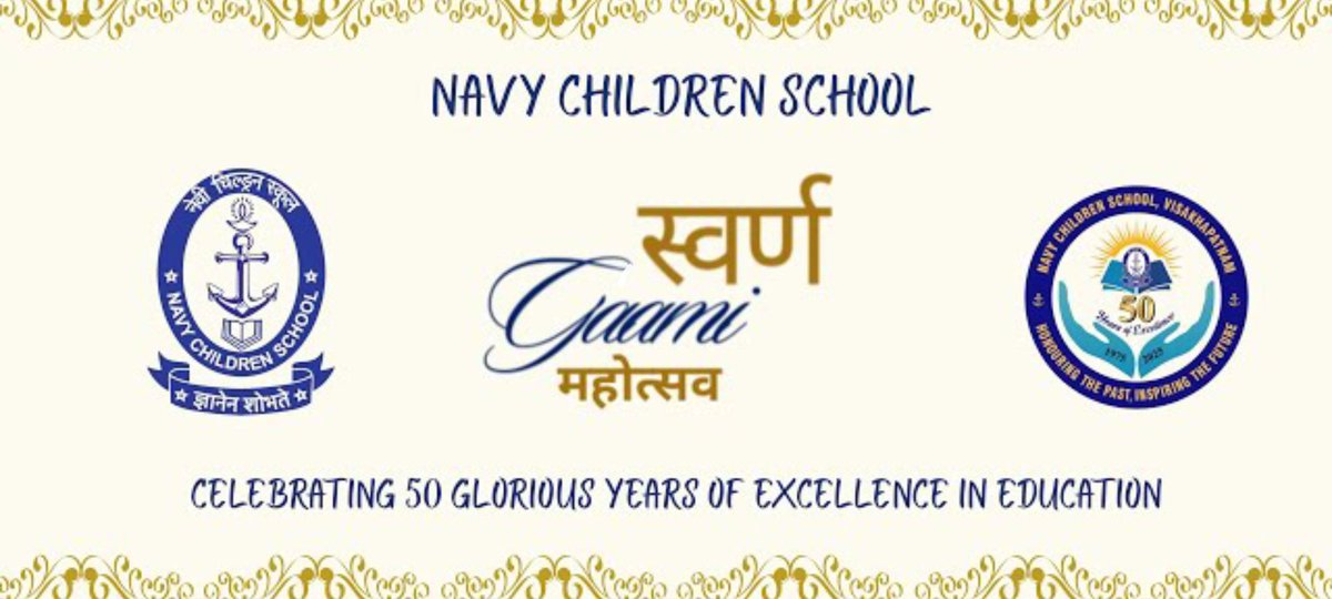 Navy Education Society (@in_nesnavy) on Twitter photo Congratulations to <a href="/IN_NCSVizag/">Navy Children School, Visakhapatnam</a> celebrating #GoldenJubilee 🎉
Since 1975, the school has set shining benchmarks in #Education and #Service, nurturing generations of #FutureLeaders 🎓
Heartfelt appreciation to all staff, students, parents and alumni for this remarkable journey. Congratulations to <a href="/IN_NCSVizag/">Navy Children School, Visakhapatnam</a> celebrating #GoldenJubilee 🎉
Since 1975, the school has set shining benchmarks in #Education and #Service, nurturing generations of #FutureLeaders 🎓
Heartfelt appreciation to all staff, students, parents and alumni for this remarkable journey.