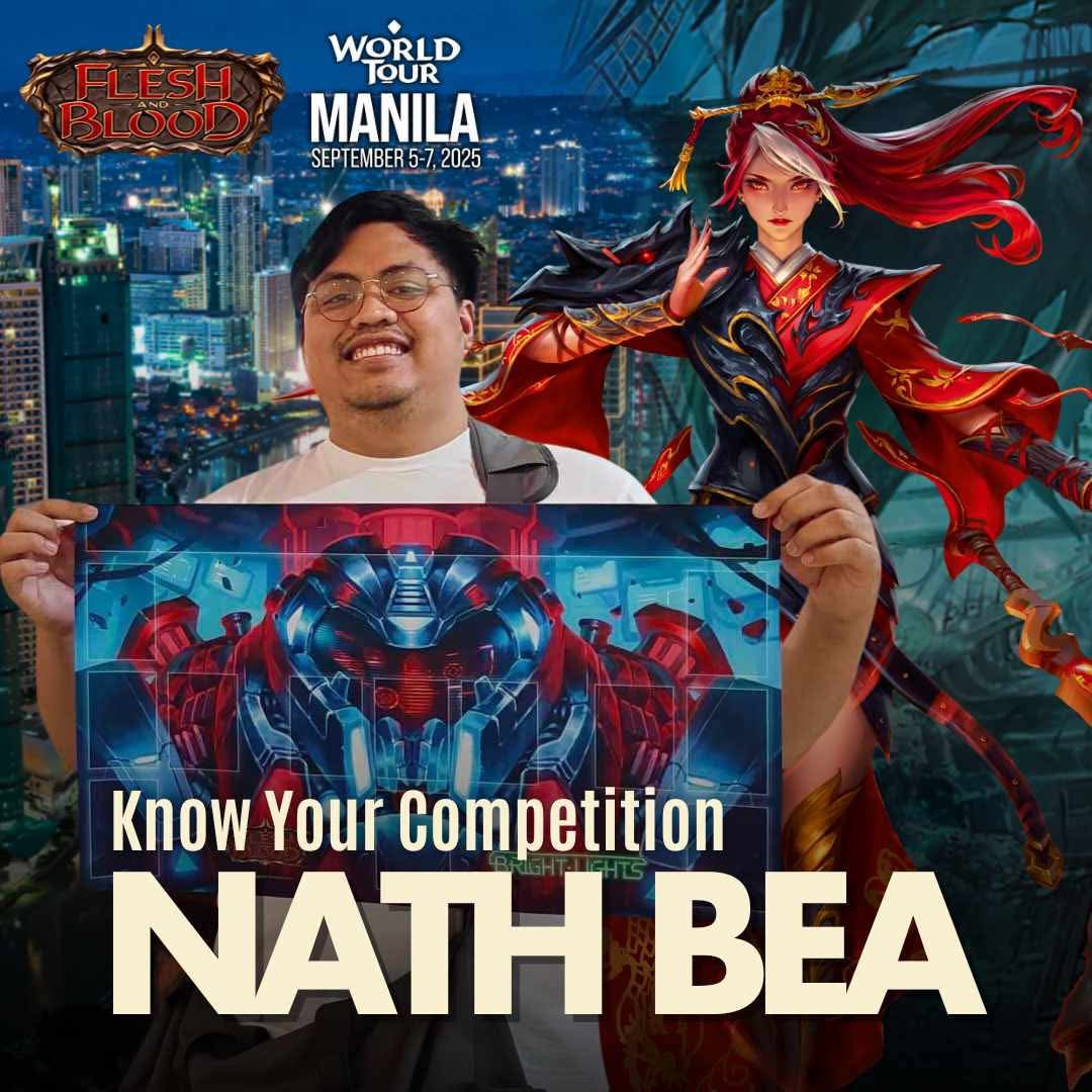 WT: Manila Meet Your Competitor Series 02: Nath Bea

Achievements:
PT: Singapore Top 8
2024 PH Nationals Finalist
Dune Imperium Uprising Hustler (haha)

Team:
Unbox 🇵🇭 

Nath is the only Filipino so far to Top 8 a major TCG Pro Tour! 🤯