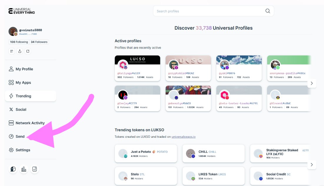 🐳 VOIMATO🆙 {l l} (@aivoto5000) on Twitter photo <a href="/tinybutthinp/">phygitality🚀🆙</a> <a href="/chillwhales/">chillwhales</a> <a href="/ERC725Account/">Universal Profiles</a> <a href="/lukso_io/">LUKSO</a> computer ->logg in to your UP using universaleverythingDOTio, find "send" button on the left side. Choose a NFT, add the receiver address and confirm the transaction on UP extension. <a href="/tinybutthinp/">phygitality🚀🆙</a> <a href="/chillwhales/">chillwhales</a> <a href="/ERC725Account/">Universal Profiles</a> <a href="/lukso_io/">LUKSO</a> computer ->logg in to your UP using universaleverythingDOTio, find "send" button on the left side. Choose a NFT, add the receiver address and confirm the transaction on UP extension.
