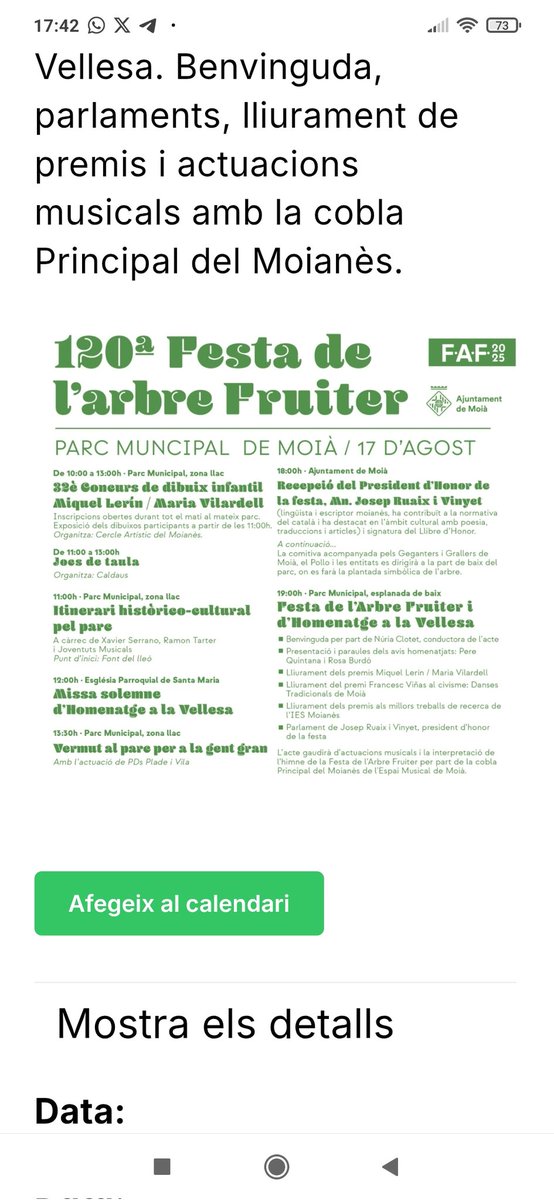 Caldaus #Caldersjuga25 (@caldaus) on Twitter photo Diumenge a les 11h serem al Parc Municipal de #moia donant joc a la 120ena Festa de l'Arbre Fruiter #festamajor #jocsdetaula <a href="/eduardaltarriba/">Edu Altarriba</a> <a href="/DavidTugues/">David Tugués</a> <a href="/MonLiria/">MonLiria - versió beta</a> <a href="/AjMoia/">Ajuntament de Moià</a> <a href="/BiblioMoia/">Biblioteca 1 d'octubre - Moià</a> <a href="/comarcamoianes/">Consell Comarcal del Moianès</a> <a href="/bnavarclessv/">Biblioteca de Navarcles</a> <a href="/AteneuLesBases/">Ateneu Les Bases</a> Diumenge a les 11h serem al Parc Municipal de #moia donant joc a la 120ena Festa de l'Arbre Fruiter #festamajor #jocsdetaula <a href="/eduardaltarriba/">Edu Altarriba</a> <a href="/DavidTugues/">David Tugués</a> <a href="/MonLiria/">MonLiria - versió beta</a> <a href="/AjMoia/">Ajuntament de Moià</a> <a href="/BiblioMoia/">Biblioteca 1 d'octubre - Moià</a> <a href="/comarcamoianes/">Consell Comarcal del Moianès</a> <a href="/bnavarclessv/">Biblioteca de Navarcles</a> <a href="/AteneuLesBases/">Ateneu Les Bases</a>