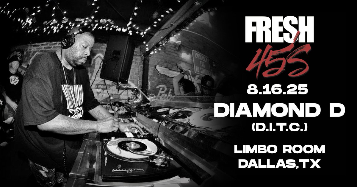 Diamond D all vinyl DJ set tomorrow in Dallas,TX.
Tickets:  bit.ly/44TQAOG