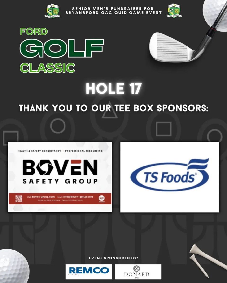 bryansfordgaa's tweet photo. ⛳️Thank You to Our Tee Sponsors⛳️

A big thank you to all our tee sponsors for this Friday’s Ford Golf Classic.
We’re so grateful for your support. It makes a real difference for our club.

#FordGolfClassic #TeeSponsors #ThankYou #SupportOurClub
#GymBuild https://t.co/AbrO2NP73x