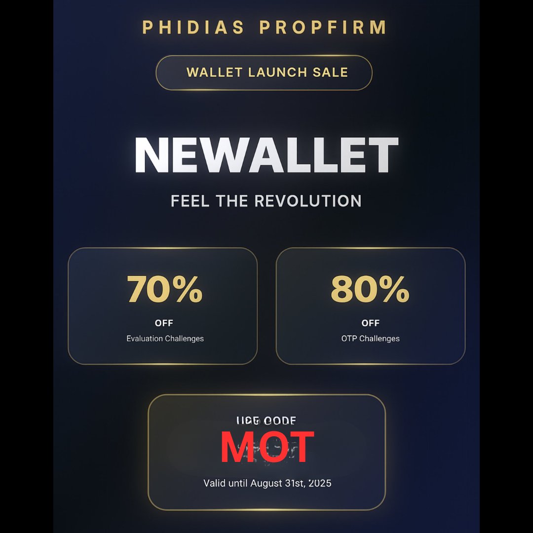 💵 <a href="/PhidiasPropfirm/">Phidias Propfirm</a> celebrates their wallet launch! Get 70% off all eval challenges. Save even more with 80% off the One Time Payment options and cover your eval and setup fees.

member.phidiaspropfirm.com/signup  Code: MOT

#Propfirms #FuturesTrading #DayTrading #Futures
