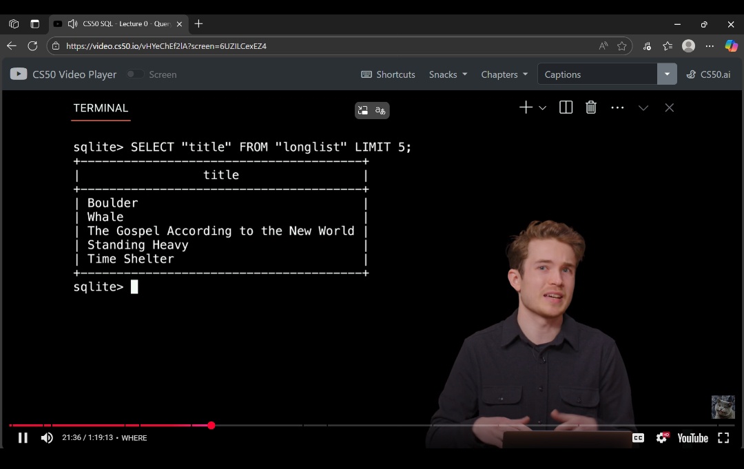 CreativeDhanush's tweet image. Just started learning #SQL (#StructuredQueryLanguage)📊
Explored Querying through @Harvard's #CS50’s Introduction to #Databases with SQL — and wow, it’s actually fun and interesting! 💡 #BoyInTech #BoyWhoCodes #100DaysOfCode