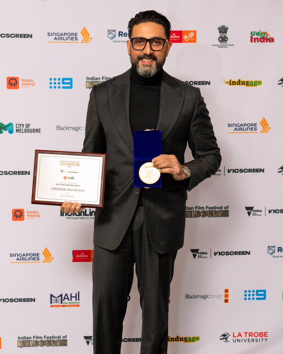 BachchanJrFC's tweet image. With unmatched dedication and a performance that truly moved hearts, @juniorbachchan’s brilliance in #IWantToTalk shines brighter than ever. Honoured with Best Actor (Male) at #IFFM Awards Night 2025, this victory is a proud celebration of his passion, talent, and journey. ✨❤️…