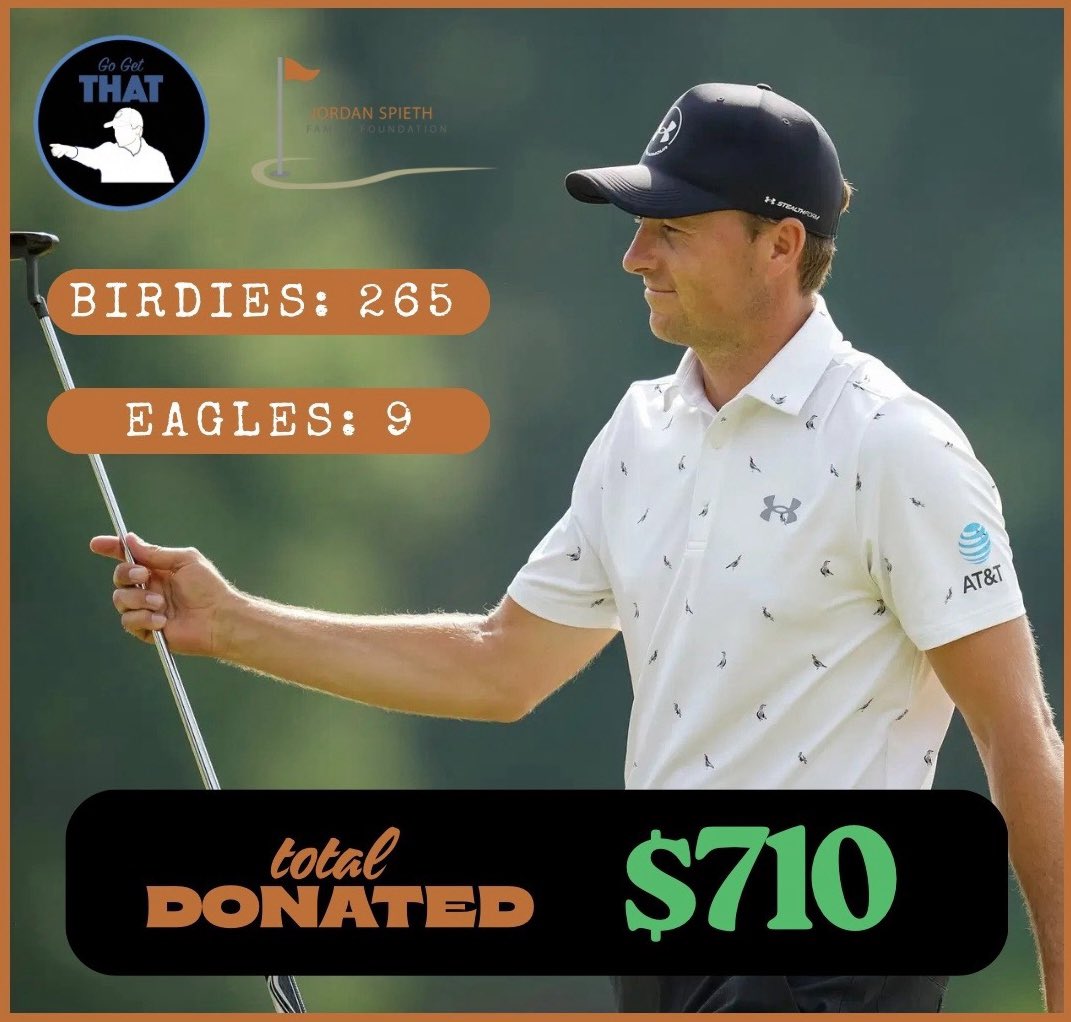 GoGetThatPod's tweet image. Super excited to announce that the @GoGetThatPod over the course of the 2025 PGA Tour season donated just over $700 dollars to the Jordan Spieth Family Foundation. .

We owe our thanks to @SchefflerLegion for coming up with a great idea on how we could give back.