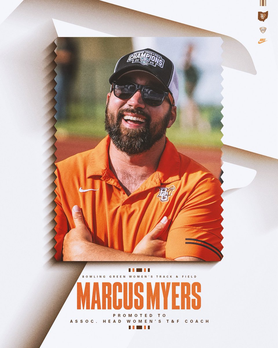 BGSUXCTF's tweet photo. 𝙉𝙚𝙬 𝙨𝙚𝙖𝙨𝙤𝙣, 𝙣𝙚𝙬 𝙩𝙞𝙩𝙡𝙚.

We’ve promoted Marcus Myers to associate head coach! 

Over the last two seasons, he’s guided multiple BGSU throwers to school-record performances and podium finishes 🏆

📰: https://t.co/bj18zCnKt8

#AyZiggy 🟠🟤🦅 https://t.co/cErs40Bzd0