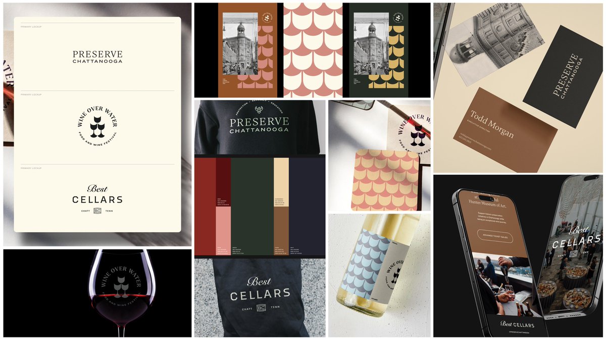 Wine Over Water, Preserve Chattanooga’s landmark wine festival, is celebrating 30 years. We created a new visual identity that reflects the quality of the event and the organization. 
Learn more at preservechattanooga.com