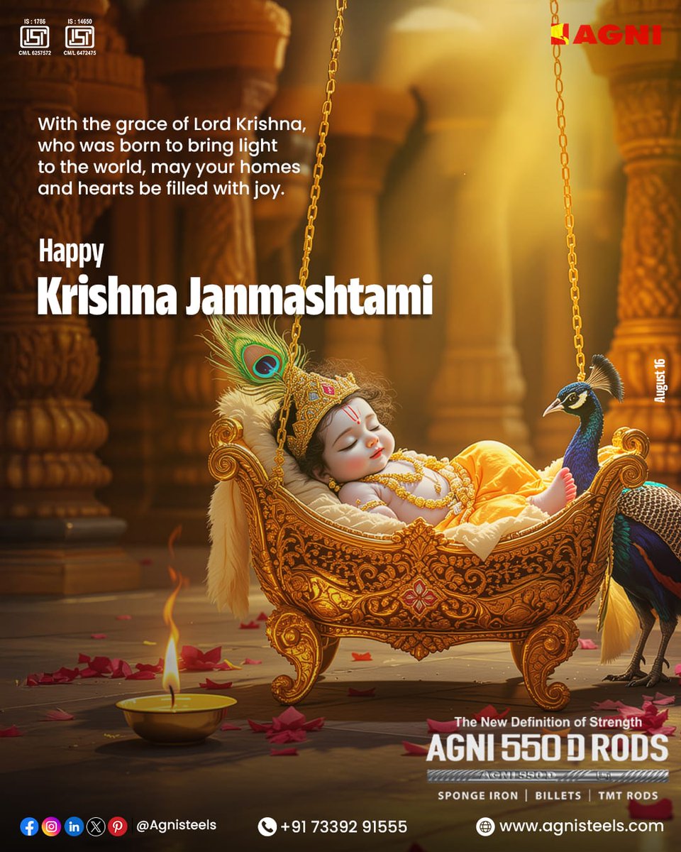 AgniSteels's tweet image. With the grace of lord krishna, who was born to bring light to the world, may your homes and hearts be filled with joy.

Happy Krishna Jayanthi ༗🪈

.
.
.
#KrishnaJayanti #krishnajayanthi2025 #janmashtami #krishna #krishnajanmashtami #lordkrishna #agni #AgniSteels #erodecity