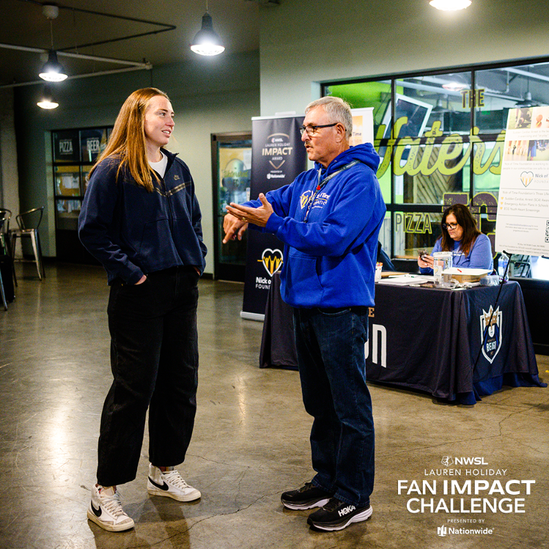 reignfc's tweet photo. Support our Lauren Holiday Impact Award nominee, Cassie Miller, and her work with @NickofTimeFoun! 

The Fan Impact Challenge is now live and you can vote for @cassmillss once a day through Aug 30th. 💙

@NWSL | @Nationwide