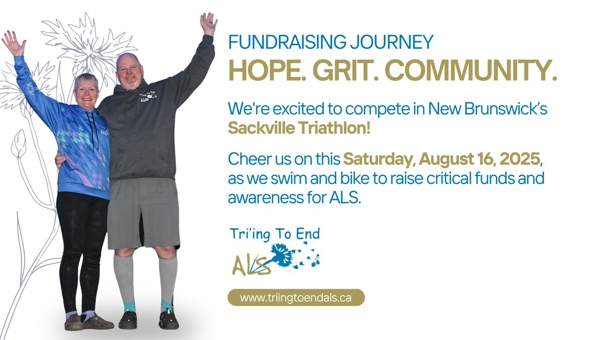 📣 Donna &amp; Mike are on a mission to end #ALS, one triathlon at a time! They're racing across Canada in 18 events to raise $600,000 for ALS societies across Canada and critical research through ALS BC PROJECT HOPE. Follow their journey and donate today 🔗  triingtoendals.ca