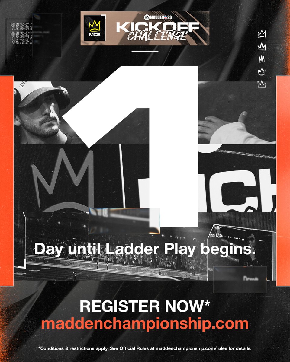 Waiting until the last minute is poor clock management...

But it's okay, you can still register for the MCS26 Kickoff Challenge.

maddenchampionship.com