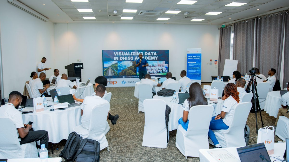 HispRwanda's tweet photo. Today marks the close of the 5-day Data Visualization in DHIS2 Academy Hosted by HISP Rwanda in Kigali, it brought together M&amp;E leads, Data Managers &amp; Implementers from across Africa for hands-on training in Pivot Tables, Charts, Maps &amp; more boosting data use for decision-making! https://t.co/pvvrp2oNQK