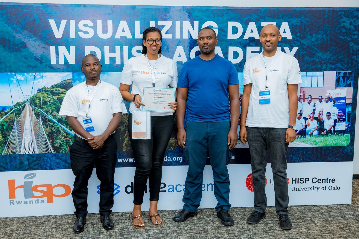 HispRwanda's tweet photo. Today marks the close of the 5-day Data Visualization in DHIS2 Academy Hosted by HISP Rwanda in Kigali, it brought together M&amp;E leads, Data Managers &amp; Implementers from across Africa for hands-on training in Pivot Tables, Charts, Maps &amp; more boosting data use for decision-making! https://t.co/pvvrp2oNQK