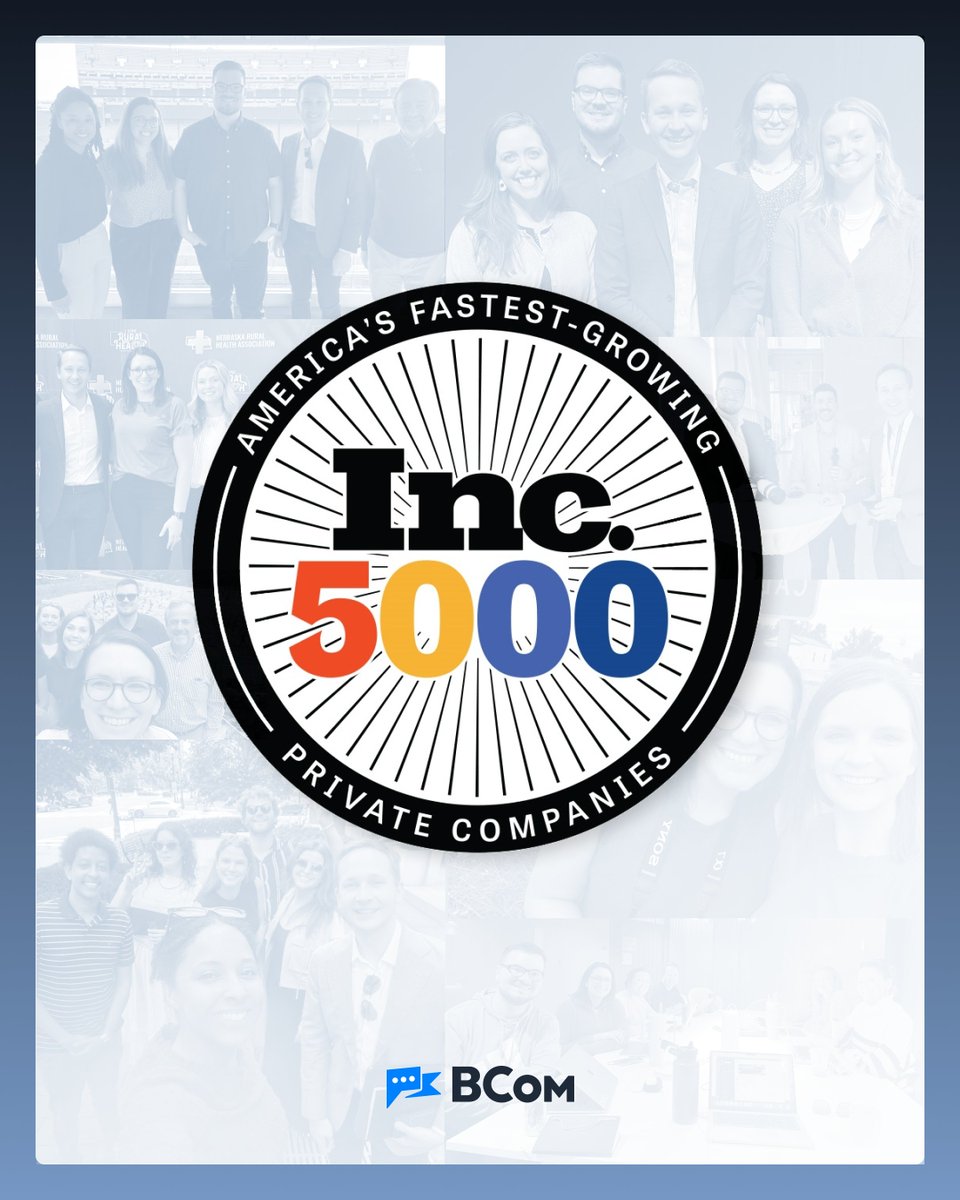 bcom_solutions's tweet image. Two years in a row! 🙌 

BCom is honored to be named one of America’s fastest-growing private companies by @Inc, joining 23 other Nebraska-based businesses shaping the future. 

Inc. 5000 honorees in the Cornhusker State employ 5,475 Nebraskans. 

Cheers to building what’s next!