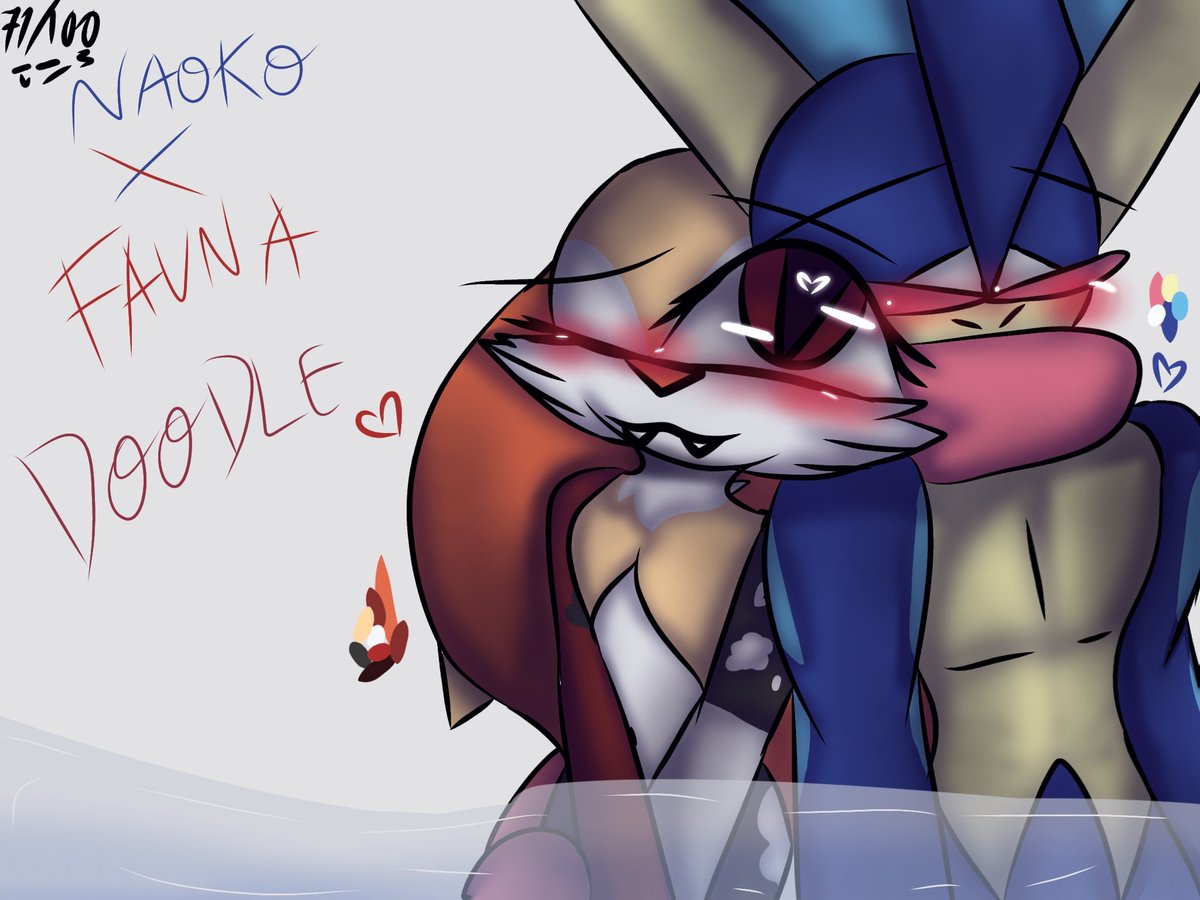 Josefa140619's tweet photo. I tried not to make it too detailed or too weak. It was more or less true, but at least I did it.
(Previously it was going to be Carlos and Flora, but I decided on Naoko and Fauna.)
#doodleart #ibispaint #fixphox #greninja https://t.co/vYJSMX8wjq