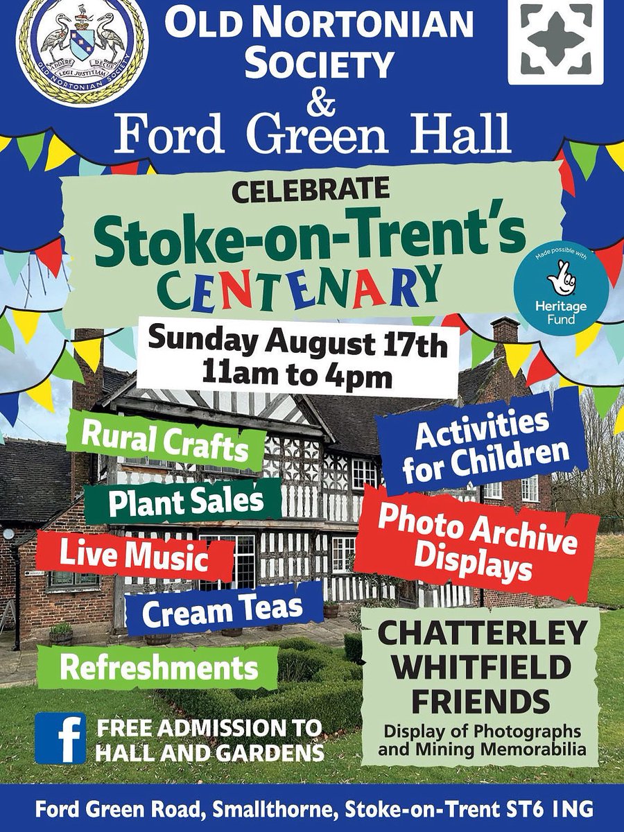 🎉Join me at Ford Green Hall this Sunday where Projects from Pallets CIC will have a stall; celebrating the #SOT100 and the Hall’s 400th year in being built.