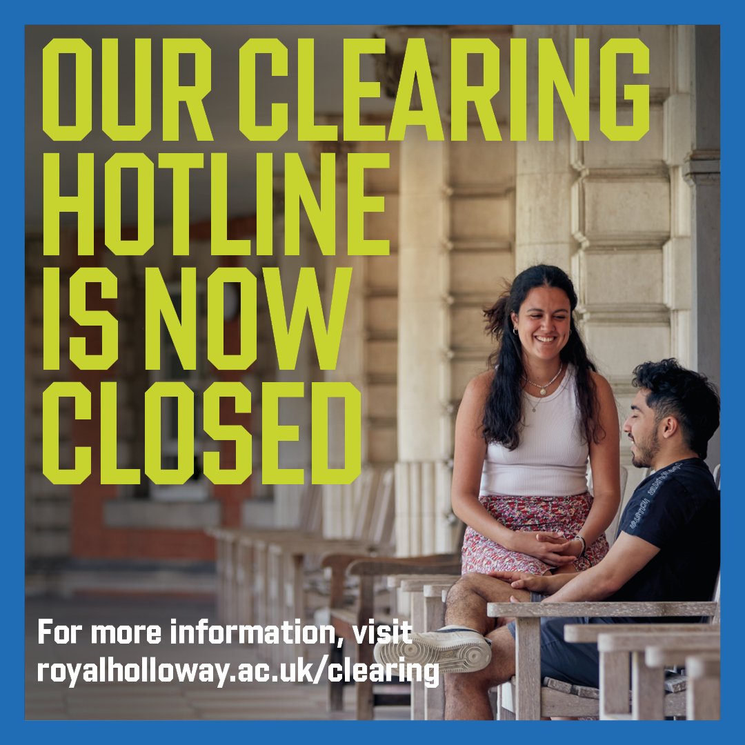 RoyalHolloway's tweet image. We'll be back before you know it 👊

Coming up next:
📅 Tomorrow (Saturday 16 August)
🕘 9am - 2pm (UK time)
📞 01784 772455

Let's make more BIG plans happen!

Why Clearing at Royal Holloway? ow.ly/YnVK50WCOEq

#Clearing #ALevels #University #RoyalHolloway
