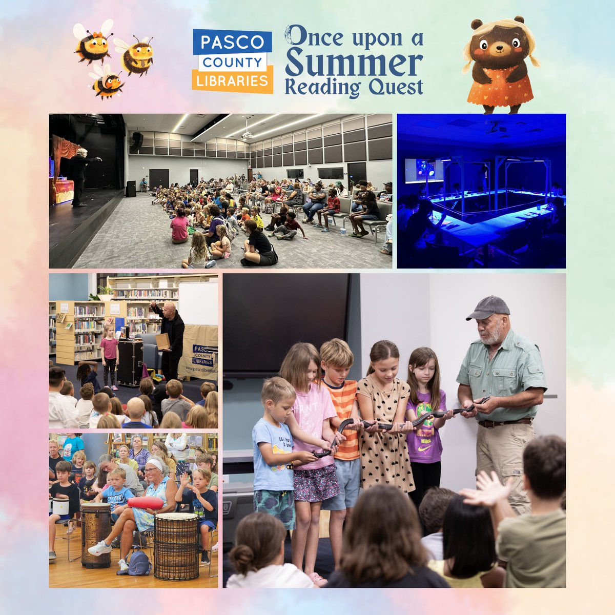 PascoLibraries's tweet image. We&apos;re still buzzing with excitement looking back on all the amazing memories from this year’s Summer Reading Quest! 🤩📚 We also surpassed our goal of 1.1 million reading minutes logged on Beanstack. Thanks to everyone who joined the quest and made this summer extra special.