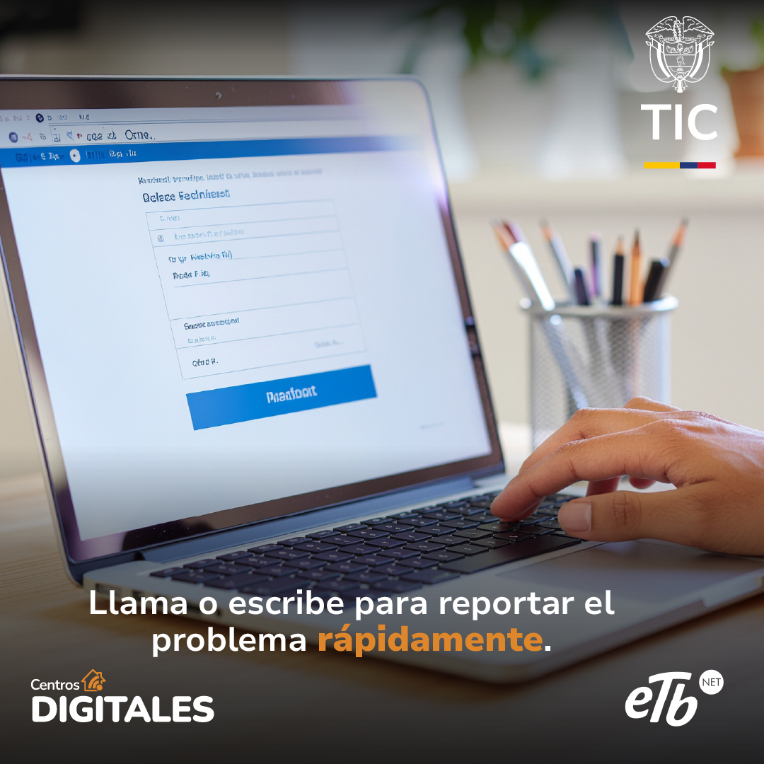 ETBNET_Colombia's tweet image. ¿El Internet de los Centros Digitales está fallando? Avísanos y ayúdanos a mejorar el servicio. Llámanos al 01 8000 910 911 o escríbenos a ccc@mintic.gov.co. Internet gratuito y de calidad para todos. #SoporteDigital #MejoraContinua #CentrosDigitales