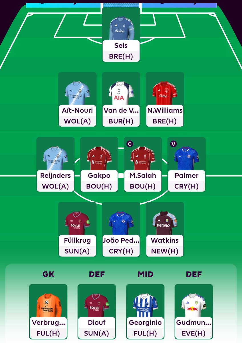 therealking2416's tweet photo. @thefplbois @OfficialFPL Any suggestions on this Bench Boost team? https://t.co/yUNwGIbgLd