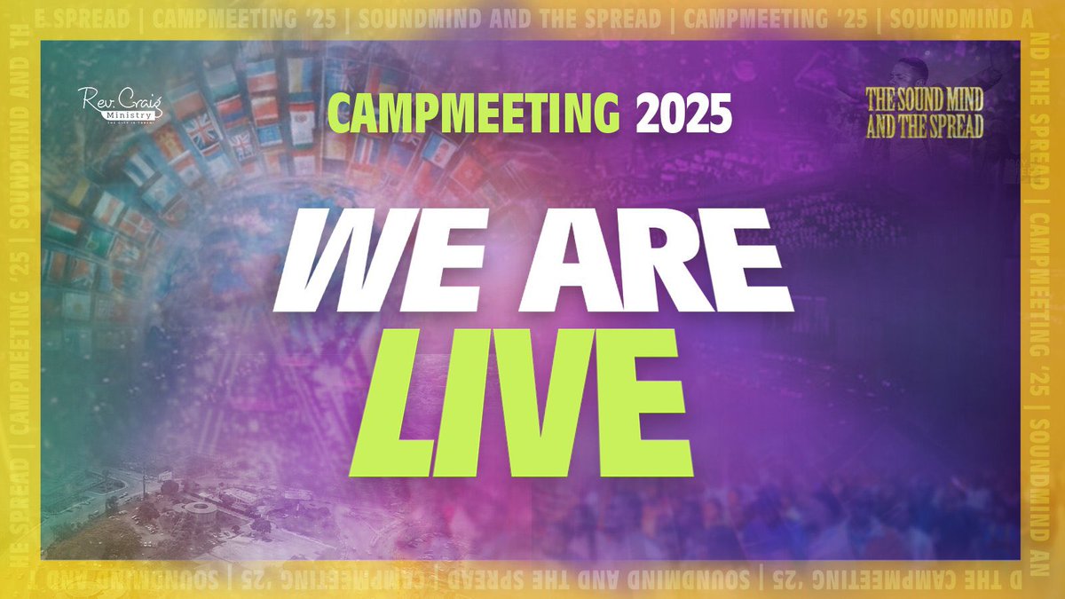 Tune in LIVE NOW for Camp Meeting 2025 - The Sound Mind and The Spread @ 
revcraigministry.org/livestream

Your life-changing encounter awaits..

#TheCityisTaken #CampMeeting2025 #TheSoundMindandTheSpread #RevCraigMinistry