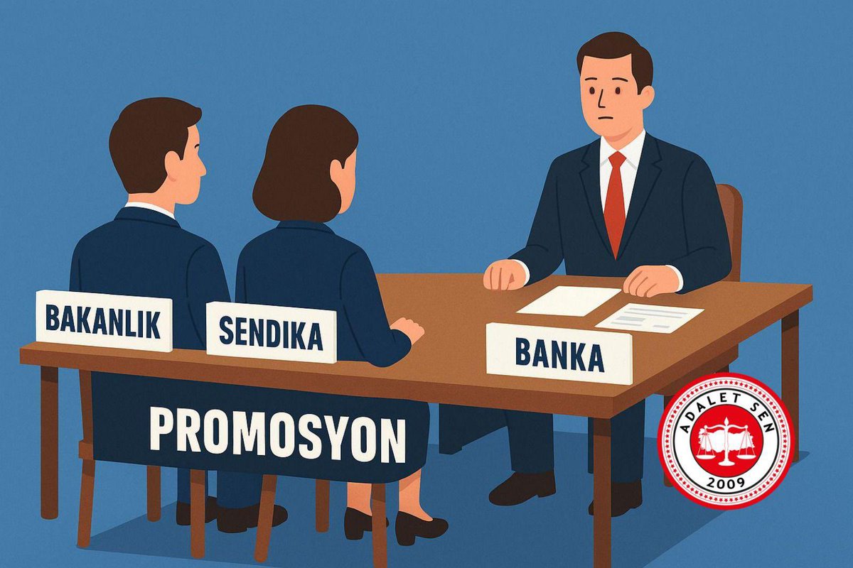 Promosyon masasında herkes rolünü oynayacak:
Bakanlık hakkı koruyacak,
Sendika hakkı savunacak,
Banka bedelini ödeyecek.
Hepsi bu.

 #Adaletse300bin
<a href="/adalet_bakanlik/">T.C. Adalet Bakanlığı</a> 
<a href="/adaletsendikasi/">Adalet Sendikası</a> 
<a href="/VakifBank/">VakıfBank</a>