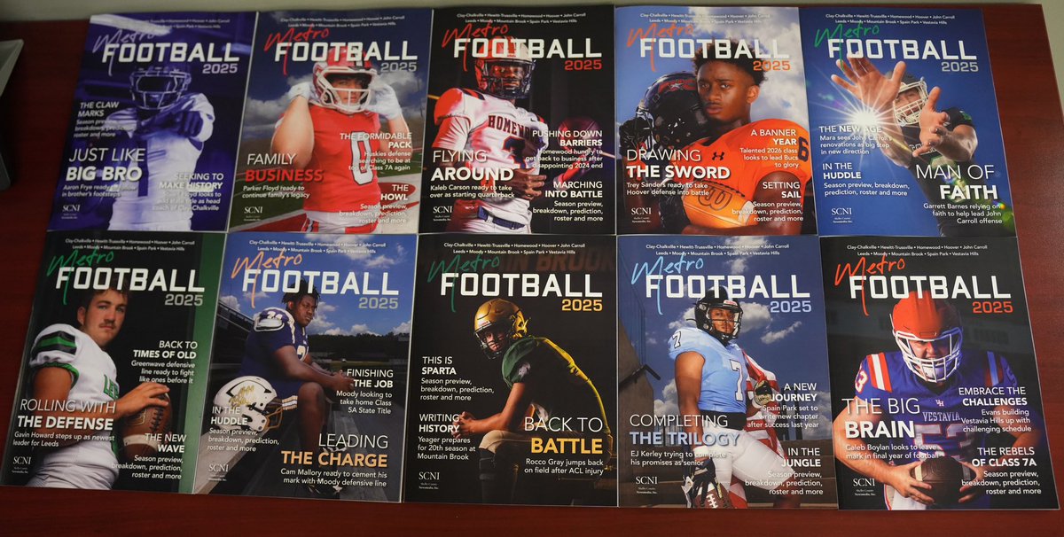 Our 10 cover/feature athletes featured in this year’s edition:

CC: <a href="/1Fryee/">Aaron Frye</a> 
HT: <a href="/Parker_Floyd8/">Parker Floyd</a> 
Homewood: <a href="/Kalebcarson_3/">Kaleb carson</a> 
Hoover: <a href="/TreySanders2026/">Trey Sanders #6</a> 
JC: <a href="/GarrettBarnes03/">Garrett Barnes</a> 
Leeds: <a href="/gavin_howa15728/">Gavin Howard</a> 
Moody: <a href="/CameronMallory4/">Cam Mallory</a> 
MB: <a href="/roccogray123/">Rocco Gray</a> 
SP: <a href="/Eric_EJ_Kerley/">Eric "EJ" Kerley Jr</a>
VH: <a href="/calebboylanm/">Caleb Boylan</a>