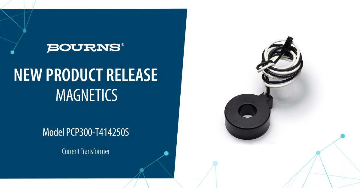 Bourns's tweet image. NEW: PCP300-T414250S Current Transformer with permalloy T-core delivers high permeability, low losses, and 300A capability. Ideal for power meters and motor measurements. bourns.co/4m2kHsS 
#PowerSystems #CurrentSensing #Bourns
