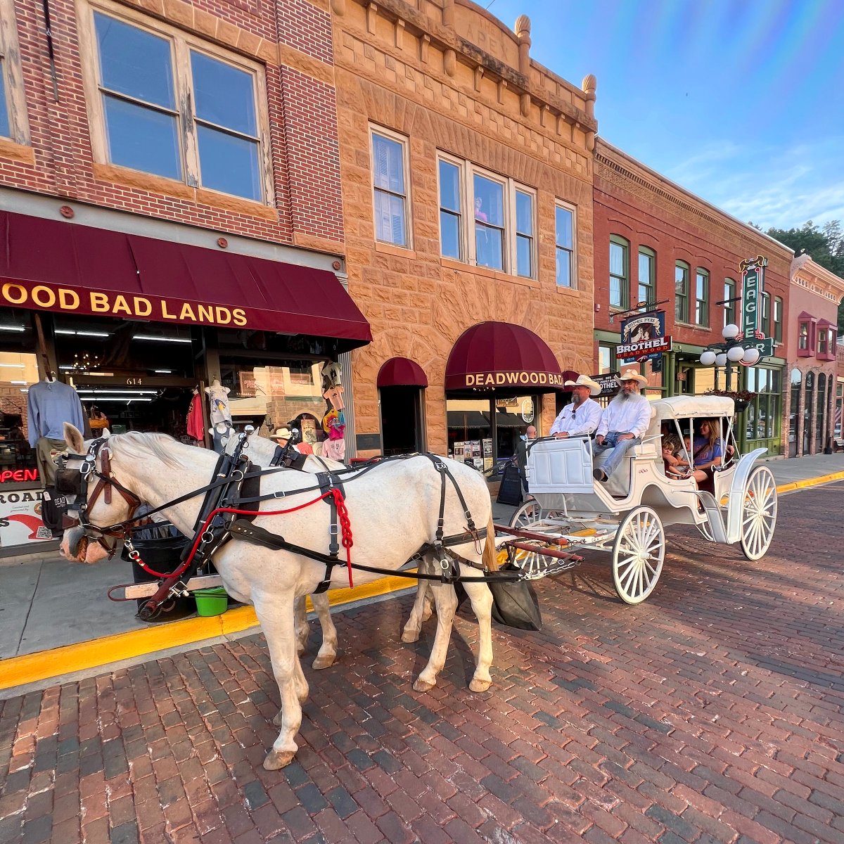DeadwoodAlive's tweet photo. 🤠 Catch a Carriage Ride with Trampus &amp; "the boys"! 
These unique excursions on Deadwood's Historic Main Street run Wednesday, Thursday and Friday evenings at 6:30 p.m., 7:00 p.m., &amp; 7:30 p.m., Eagle Bar 
Tickets: $30 per person
For more information visit https://t.co/5nKvnXScEh. https://t.co/96PXv4xgxg