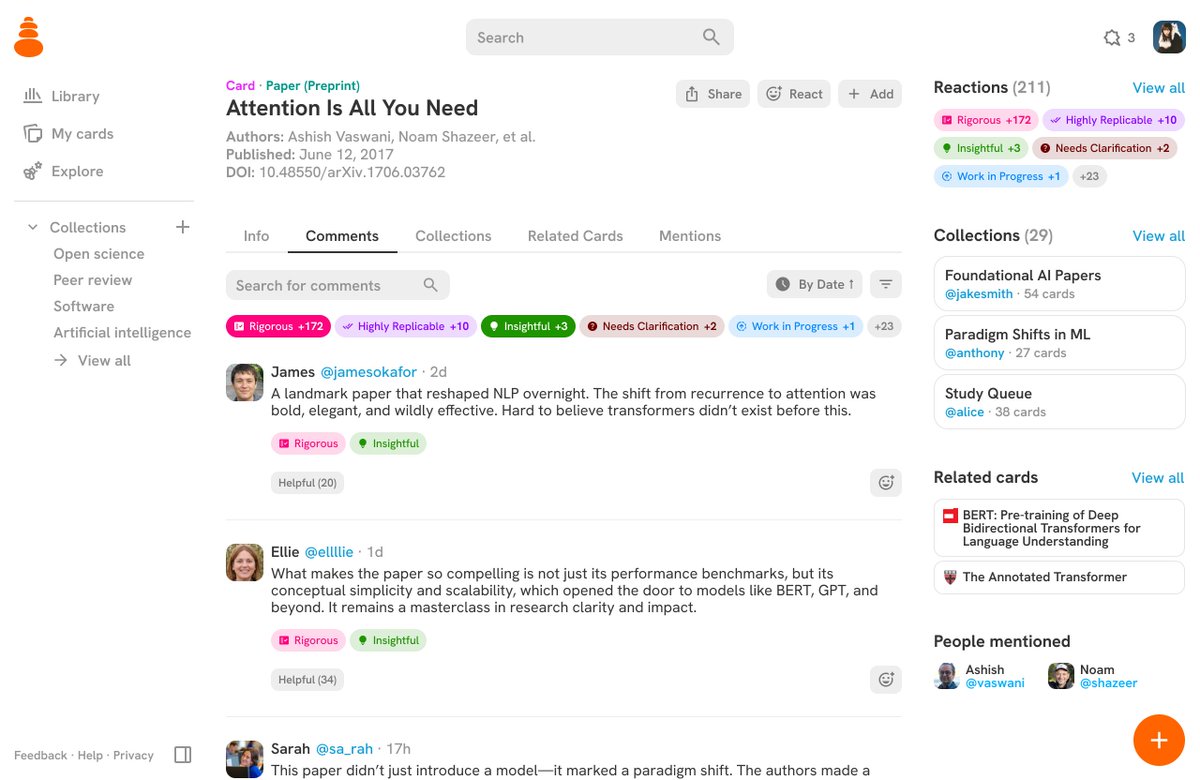 Ronen Tamari (@rtk254) on Twitter photo 1/ 📢 <a href="/CosmikNetwork/">Cosmik Network</a> has been awarded $1M in grant funding by <a href="/open_phil/">Open Philanthropy</a> and <a href="/AsteraInstitute/">Astera Institute</a>! These generous grants will support our development of Semble - a social "micro-knowledge" network for researchers. Think Are.na + Goodreads for research! 1/ 📢 <a href="/CosmikNetwork/">Cosmik Network</a> has been awarded $1M in grant funding by <a href="/open_phil/">Open Philanthropy</a> and <a href="/AsteraInstitute/">Astera Institute</a>! These generous grants will support our development of Semble - a social "micro-knowledge" network for researchers. Think Are.na + Goodreads for research!
