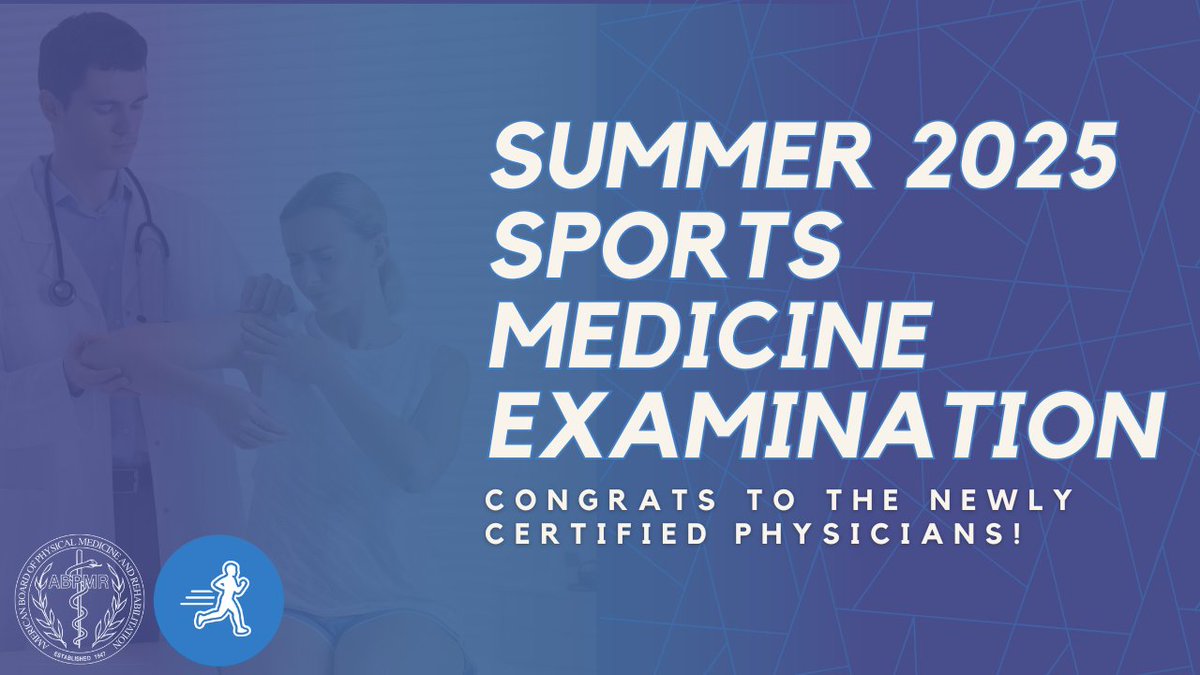 Congratulations to the 42 newly certified Sports Medicine Physicians by ABPMR! Click the link to see the full list of names.

abpmr.org/NewsCenter/Det…