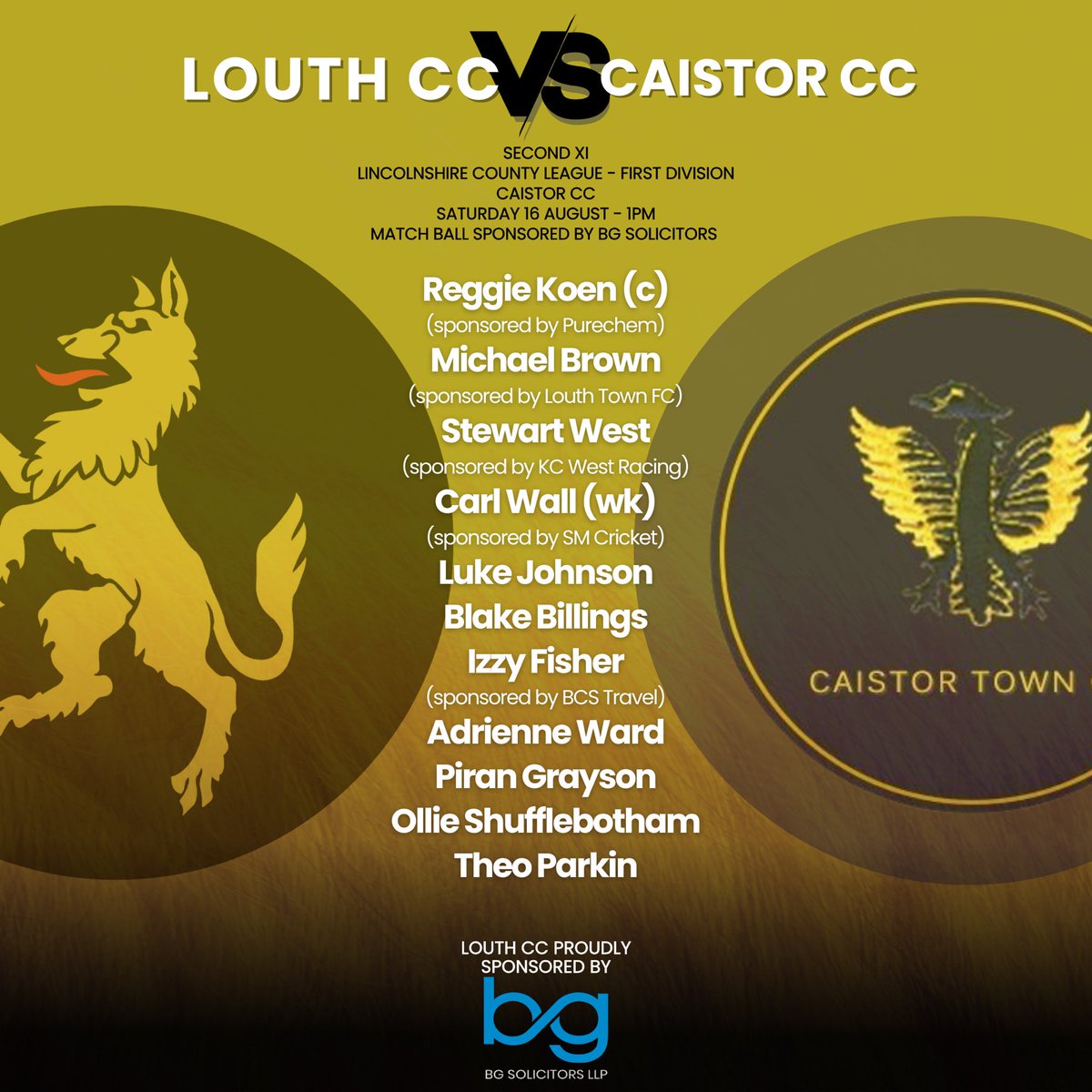 The Second XI face Caistor CC tomorrow – with both teams current level on points towards the bottom of table, it’s all to play for. This is how they line up 🏏🐺
#Louthcc #LouthCricketClub #Lincolnshirecricket