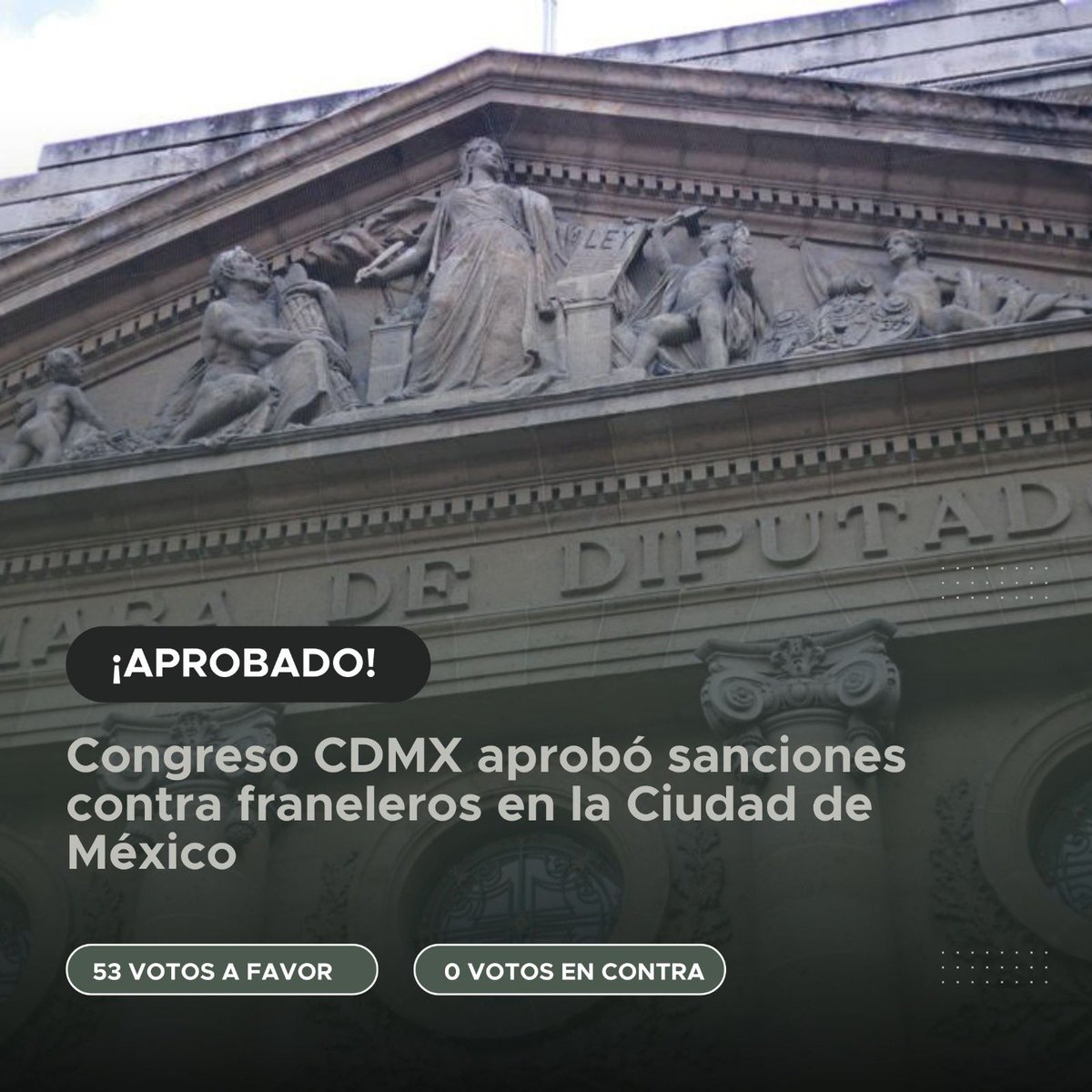 Congreso_CdMex's tweet photo. #ÚltimaHora 🚨 El #CongresoCDMX aprueba sancionar con hasta 36 horas de arresto a quienes obstruyan o utilicen indebidamente el espacio público sin autorización, incluyendo a las personas conocidas como “franeleros”. https://t.co/Ik8kKQmESY