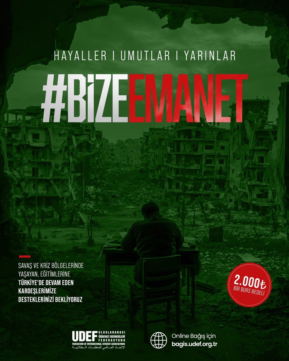 MucahidUludag's tweet photo. Umutları yarıda kalan kardeşlerimize, eğitim yoluyla yeni bir başlangıç verelim. Türkiye’de eğitim gören öğrencilerimize destek olalım! #BizeEmanet

Bir Burs Bedeli 👉 2000₺
TR400020900000381410000073
🔗 https://t.co/p10RkKPuwS https://t.co/BomDotAHyr