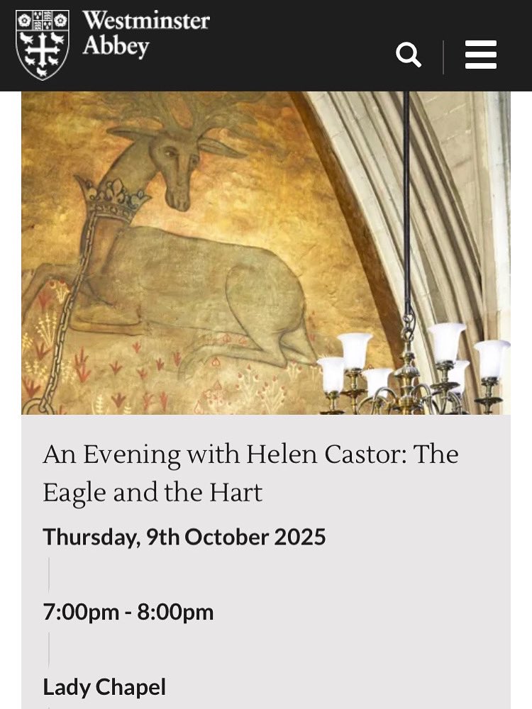 I’m thrilled to be talking about THE EAGLE AND THE HART in the extraordinary surroundings of the Lady Chapel in Westminster Abbey on 9 October
- details and link for tickets follow below