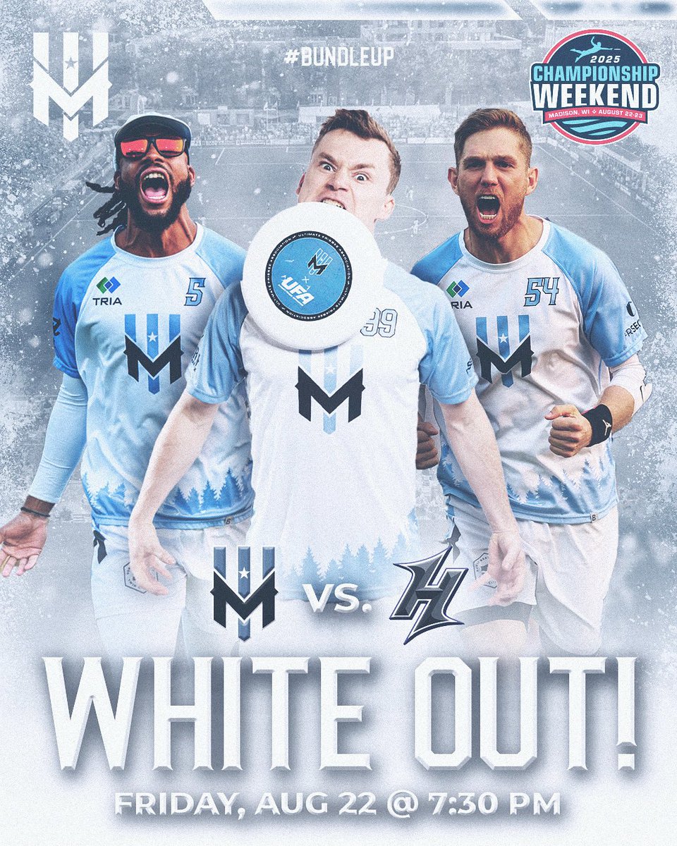 ❄️ WIND CHILL WHITE OUT IN MADISON ❄️ 

The Wind Chill will be wearing their white kits in semifinals next Friday against the Hustle, so WEAR WHITE gear to show your support for the squad!