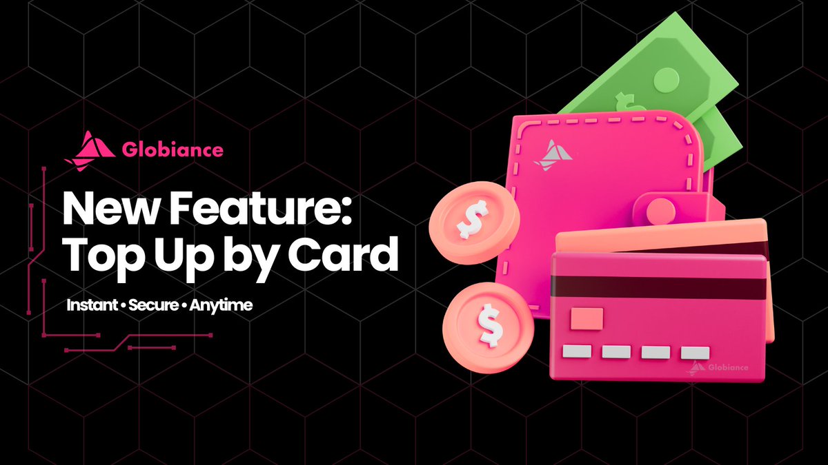 globiance's tweet image. 💳✨ New on Globiance: Top Up by Card

⚡️ Instant • 🔒 Secure • ⏰ Anytime

💼 Load your wallet instantly and keep your trading active

🔧 We are upgrading the platform to serve you better and exciting changes are coming 🚀