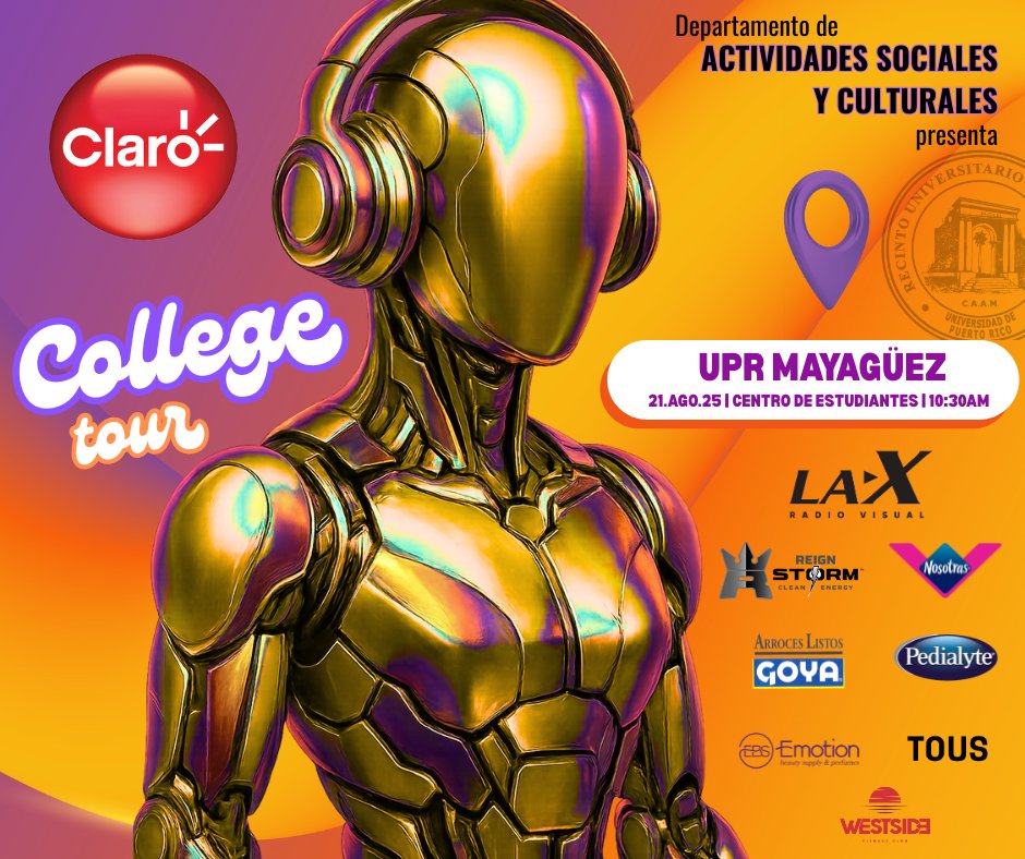 EMISORA RADIAL LA X VIENE AL RUM COMO PARTE DEL COLLEGE TOUR
El Departamento de Actividades Sociales y Culturales del Decanato de Estudiantes te da la bienvenida y te desea mucho éxito en el nuevo año académico 2025-2026. <a href="/artesyciencias/">Artes y Ciencias RUM</a> <a href="/CentroUprm/">Centro de Estudiantes UPRM</a>