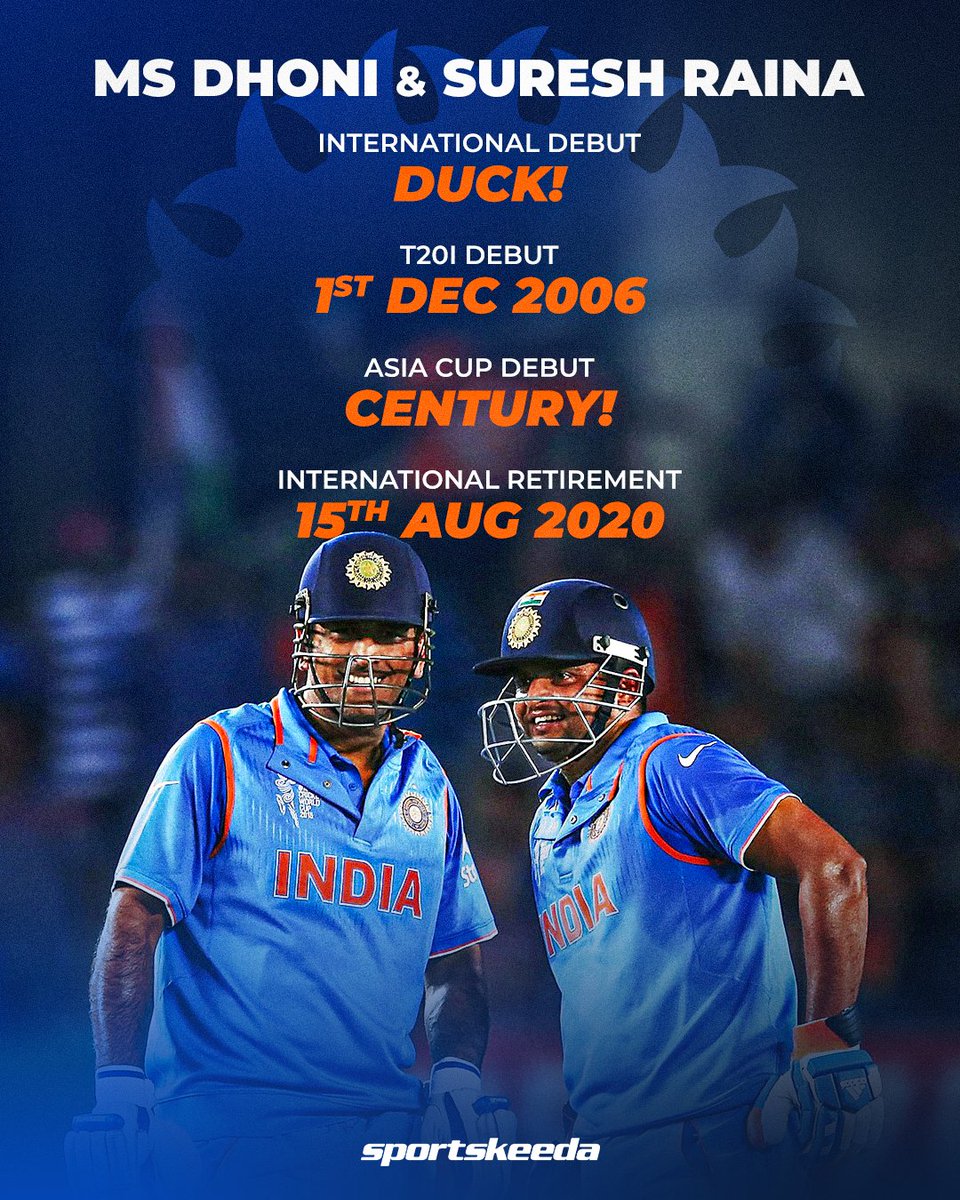 Sportskeeda's tweet image. MS Dhoni 🤝 Suresh Raina ✨

A journey that mirrored each other, ending on the same day! 🇮🇳💙

#MSDhoni #SureshRaina #India #Retirement #Sportskeeda