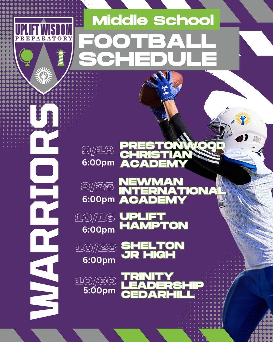 UpliftEducation's tweet photo. 🏈 First-ever Uplift Hampton &amp; Uplift Wisdom football season starts NOW!

Our #Phoenix debut scrimmage is TONIGHT — history in the making. 📅🔥

📍 Uplift Hampton Field | 🕒 6:00pm

Let’s pack the stands! #GoPhoenix #GoWarriors #FridayNightLights https://t.co/LcEbeQCgwk