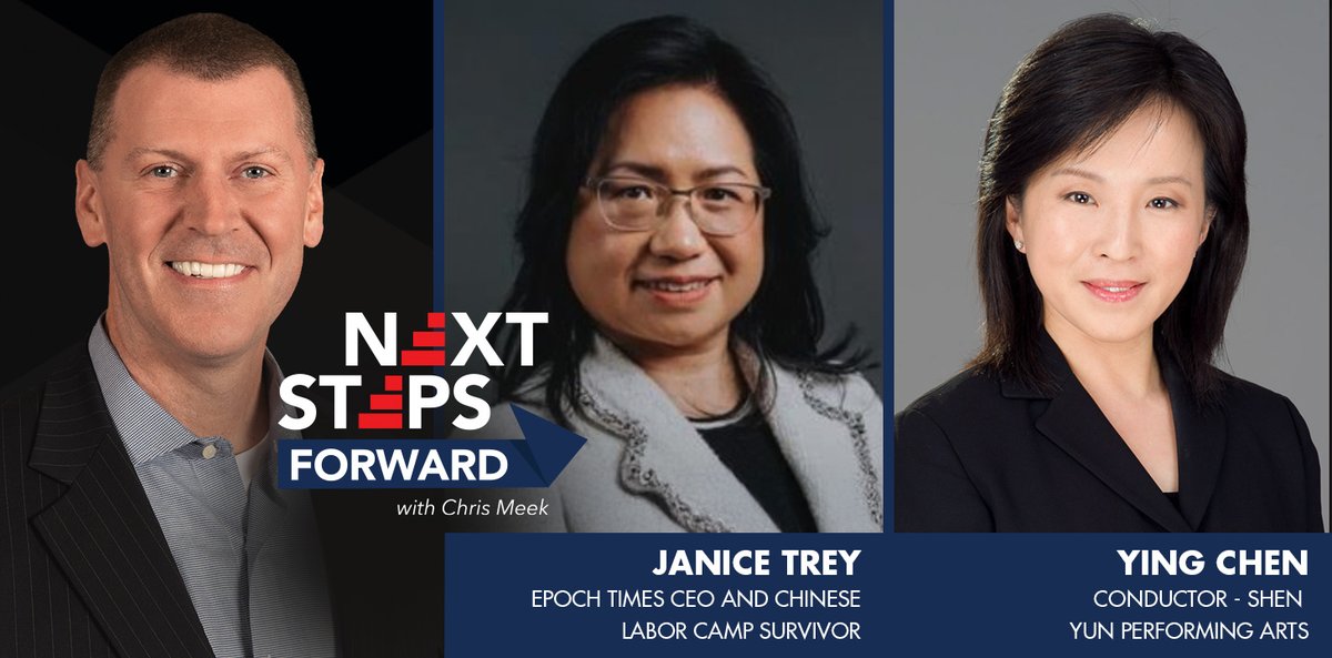 ChrisMeek_USA's tweet photo. Next week on #NextStepsForward don’t miss out on an encore presentation featuring two extraordinary guests who share their compelling stories of resilience and truth in the face of adversity.

Janice Trey, Head of @EpochTimes/@NTDNews, opens up about her harrowing early years in a Chinese Communist Party labor camp during the Cultural Revolution and how those experiences shaped her unwavering commitment to unbiased journalism and spreading truth around the world.

Ying Chen, Conductor at @ShenYun Performing Arts, discusses her personal journey defying the CCP's global campaign to cancel Shen Yun and what fuels her empowerment in the face of ongoing challenges to artistic freedom.

Together, they provide crucial insights into: 

✨ Life under communist oppression vs. freedom 
✨ The importance of accurate, unbiased journalism
✨ Ongoing human rights abuses in China 
✨ The power of art and truth to overcome adversity

Their stories underscore why keeping people informed matters more than ever.

🎙️ Listen Tuesday to this encore presentation of Next Steps Forward and discover how these remarkable women turned their struggles into a mission to educate and empower others.

https://t.co/AaLy22xBTr

#EpochTimes #ShenYun #humanrights #FreeSpeech #truth #resilience #podcast