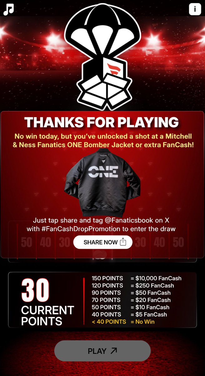 Play the #FanCashDropPromotion today
⁦<a href="/Fanatics/">Fanatics</a>⁩

 fanatics.onelink.me/5kut/p6fykbjo
