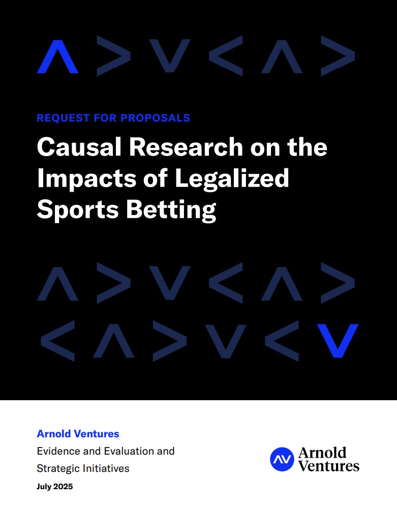 Arnold Ventures (@arnold_ventures) on Twitter photo Interested in the individual - and household-level financial, social, and behavioral impacts of legalized sports betting – or about how regulation, enforcement, and consumer protections influence these outcomes? Apply for our new ‘Causal Research on the Impacts of Legalized Interested in the individual - and household-level financial, social, and behavioral impacts of legalized sports betting – or about how regulation, enforcement, and consumer protections influence these outcomes? Apply for our new ‘Causal Research on the Impacts of Legalized