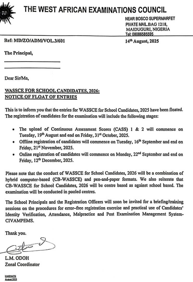 DAMMYSTV's tweet image. #WAEC ISSUES IMPORTANT NOTICE TO 2026 WASSCE CANDIDATES